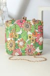 Buy_House of Webhin_Green Printed Enchanted Forest Floral Clutch _at_Aza_Fashions