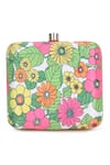 House of Webhin_Green Printed Enchanted Forest Floral Clutch _Online_at_Aza_Fashions