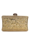 Shop_House of Webhin_Gold Embellished Gilded Carved Clutch _at_Aza_Fashions