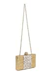 Buy_House of Webhin_Gold Embellished Opaline Mother-of-pearl Clutch _at_Aza_Fashions