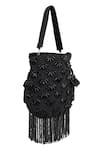 House of Webhin_Black Embellished Velvet Bead Potli _Online_at_Aza_Fashions