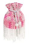 Buy_House of Webhin_Pink Embellished Flame Silk Crystal Potli _Online_at_Aza_Fashions