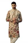 Kasbah_Ivory Georgette Embroidered Floral Kurta _Online_at_Aza_Fashions