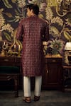 Shop_Kasbah_Maroon Silk Embroidered Chikankari Kurta _at_Aza_Fashions