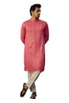 Kasbah_Pink Georgette Embroidered Chikankari And Thread Kurta _Online_at_Aza_Fashions