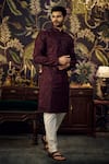 Kasbah_Wine Georgette Embroidered Chikankari And Sequins Kurta _Online_at_Aza_Fashions