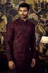 Buy_Kasbah_Wine Georgette Embroidered Chikankari And Sequins Kurta 