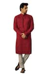 Kasbah_Maroon Silk Embroidered Chikankari And Sequins Kurta _Online_at_Aza_Fashions