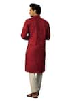 Buy_Kasbah_Maroon Silk Embroidered Chikankari And Sequins Kurta _Online_at_Aza_Fashions