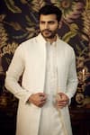 Kasbah_White Silk Embroidered Cutdana And Thread Long Bundi Jacket _Online_at_Aza_Fashions