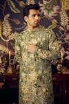 Kasbah_Green Georgette Embroidered Floral Kurta _at_Aza_Fashions