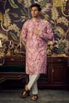 Buy_Kasbah_Pink Georgette Embroidered Floral Work Kurta _at_Aza_Fashions