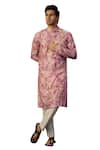 Kasbah_Pink Georgette Embroidered Floral Work Kurta _Online_at_Aza_Fashions