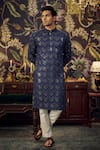 Buy_Kasbah_Blue Georgette Embroidered Chikankari And Sequins Work Kurta _at_Aza_Fashions