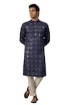 Buy_Kasbah_Blue Georgette Embroidered Chikankari And Sequins Work Kurta _Online_at_Aza_Fashions