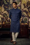 Buy_Kasbah_Blue Georgette Embroidered Chikankari And Thread Work Kurta _at_Aza_Fashions