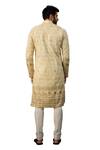 Buy_Kasbah_Beige Georgette Embroidered Thread Full Sleeved Kurta _Online_at_Aza_Fashions