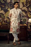 Buy_Kasbah_White Georgette Embroidered Flora-fauna Motifs Sequins Sherwani _at_Aza_Fashions