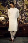 Buy_Kasbah_White Georgette Embroidered Chikankari And Thread Kurta _at_Aza_Fashions