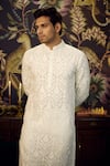 Kasbah_White Georgette Embroidered Chikankari And Thread Kurta _Online_at_Aza_Fashions