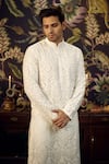 Kasbah_White Georgette Embroidered Chikankari And Thread Kurta _at_Aza_Fashions