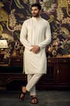 Buy_Kasbah_White Silk Embroidered Thread And Sequin Kurta _at_Aza_Fashions