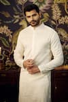 Kasbah_White Silk Embroidered Chikankari Kurta _Online_at_Aza_Fashions