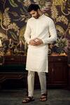 Buy_Kasbah_White Silk Embroidered Chikankari Kurta _Online_at_Aza_Fashions