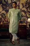 Buy_Kasbah_Green Georgette Embroidered Mirror And Sequin Kurta _at_Aza_Fashions