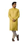 Buy_Kasbah_Yellow Georgette Embroidered Thread Chikankari Kurta _Online_at_Aza_Fashions