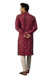 Kasbah_Maroon Georgette Embroidered Thread On Kurta _Online_at_Aza_Fashions