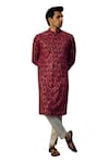 Buy_Kasbah_Maroon Georgette Embroidered Thread On Kurta _Online_at_Aza_Fashions