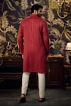 Shop_Kasbah_Red Georgette Embroidered Thread On Work Kurta _at_Aza_Fashions