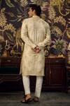 Shop_Kasbah_Ivory Silk Embroidered Floral Pattern Straight Kurta _at_Aza_Fashions