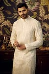 Buy_Kasbah_White Georgette Embroidered Mirror Chikankari Work Kurta 