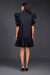 Shop_Deepika Arora_Black Cotton High Neck Contrasting Pleated Frill Dress _at_Aza_Fashions