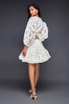 Shop_Deepika Arora_White Cotton V-neck Pleated Frill Top And Skirt Set _at_Aza_Fashions