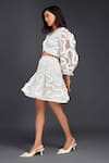 Deepika Arora_White Cotton V-neck Pleated Frill Top And Skirt Set _Online_at_Aza_Fashions