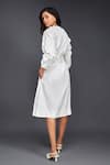 Shop_Deepika Arora_White Cotton Round Tonal Pleated Frill Dress And Belt Set _at_Aza_Fashions