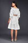 Shop_Deepika Arora_White Cotton Off Shoulder Tonal Pleated Frill Dress _at_Aza_Fashions