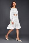 Buy_Deepika Arora_White Cotton Off Shoulder Tonal Pleated Frill Dress _Online_at_Aza_Fashions