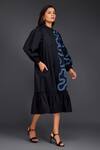 Shop_Deepika Arora_Black Cotton Round Neck Pleated Frill Shirt Dress_Online_at_Aza_Fashions