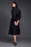 Shop_Deepika Arora_Black Cotton Round Tonal Pleated Frill Shirt Dress _Online_at_Aza_Fashions