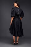 Shop_Deepika Arora_Black Cotton Round Top With Pleated Frill Skirt _at_Aza_Fashions