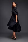 Deepika Arora_Black Cotton Round Top With Pleated Frill Skirt _Online