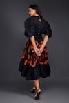 Shop_Deepika Arora_Black Cotton Round Top With Contrasting Pleated Frill Skirt _at_Aza_Fashions