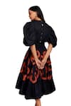 Shop_Deepika Arora_Black Cotton Round Top With Contrasting Pleated Frill Skirt _Online_at_Aza_Fashions