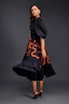 Deepika Arora_Black Cotton Round Top With Contrasting Pleated Frill Skirt _Online