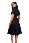 Deepika Arora_Black Cotton Turtle Pleated Frill A-line Button Down Dress _at_Aza_Fashions