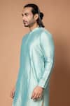 Priyanka Haralalka_Blue Silk/cotton Silk Solid Plain Kurta With Pyjama _Online_at_Aza_Fashions
